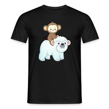 Monkey rides polar bear polar bear - Men's T-Shirt - black - Front - AI Model Male 178 light (178cm)