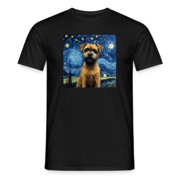Border Terrier Nuit étoilée - T-shirt homme - noir - Devant - AI Model Male 178 light (178cm)