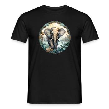 Elephant in the Rainforest Gift Wildlife Fans - Men's T-Shirt - black - Front - AI Model Male 178 light (178cm)