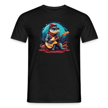 Rockiges Krokodil mit E-Gitarre für Jung und Alt - Männer T-Shirt - Schwarz - Vorne - AI Model Male 178 light (178cm)