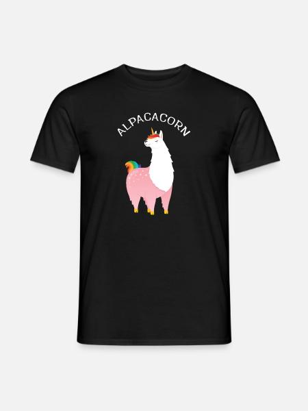Alpacacorn - Cool Alpaca Unicorn - Einhorn Unicorn - Männer T-Shirt - Schwarz