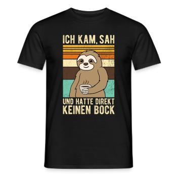 Faultier Ich kam sah und hatte direkt keinen Bock - Männer T-Shirt - Schwarz - Vorne - AI Model Male 178 light (178cm)