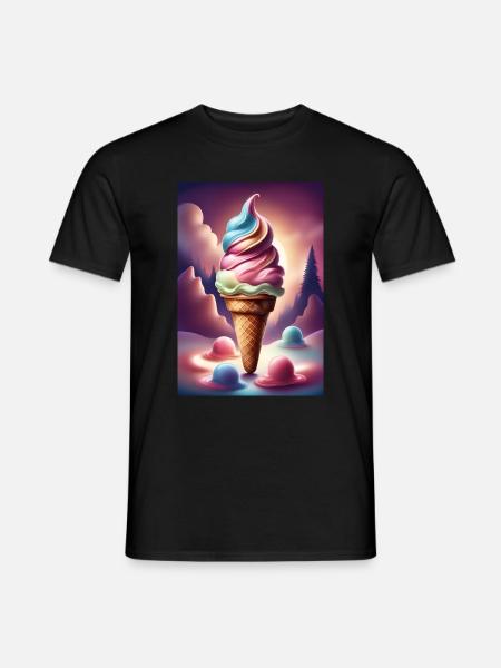 T-Shirt-Design mit schmelzender Eiscreme - Männer T-Shirt - Schwarz