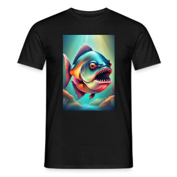 Wütend aussehender Piranha-Fisch - Männer T-Shirt - Schwarz - Vorne - AI Model Male 178 light (178cm)