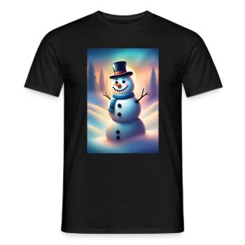 Bonhomme de neige hivernal heureux - T-shirt homme - noir - Devant - AI Model Male 178 light (178cm)