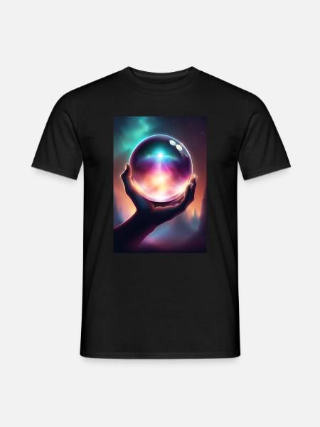 Magic crystal ball in hand - Men's T-Shirt - black