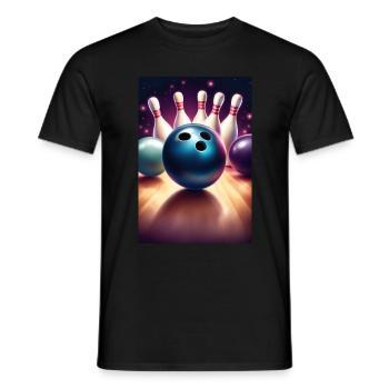 Cool bowling ball graphic t-shirt design - Men's T-Shirt - black - Front - AI Model Male 178 light (178cm)