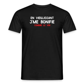 Humour anniversaire cadeau je me bonifie - T-shirt homme - noir - Devant - AI Model Male 178 light (178cm)