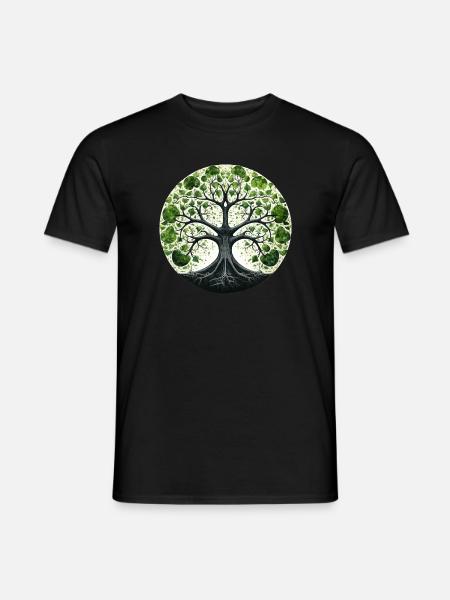 Baum des Lebens Spirituell Lebensbaum Yggdrasil - Männer T-Shirt - Schwarz