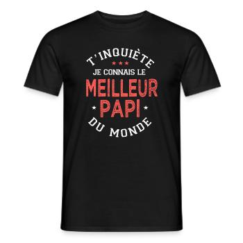 papi cadeau meilleur papi du monde grand père - T-shirt homme - noir - Devant - AI Model Male 178 light (178cm)