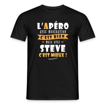 Steve cadeau Humour personnalisé cadeau steve - T-shirt homme - noir - Devant - AI Model Male 178 light (178cm)