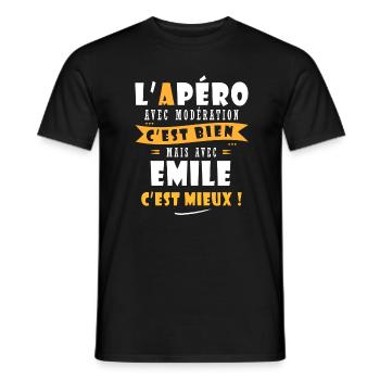 Emile cadeau Humour personnalisé cadeau emile - T-shirt homme - noir - Devant - AI Model Male 178 light (178cm)