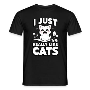 Chat Chats Amoureux Chat Propriétaire Chaton - T-shirt homme - noir - Devant - AI Model Male 178 light (178cm)