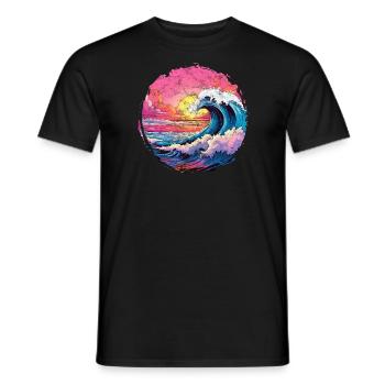 Sea, Wave, Sunset, Sun, Beach Summer - Men's T-Shirt - black - Front - AI Model Male 178 light (178cm)
