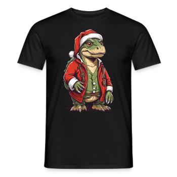 Christmas T-Rex Santa Claus Fun - Men's T-Shirt - black - Front - AI Model Male 178 light (178cm)