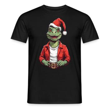 Festlicher T-Rex Weihnachtsmann Weihnachten Design - Männer T-Shirt - Schwarz - Vorne - AI Model Male 178 light (178cm)