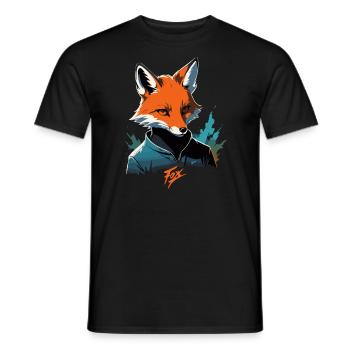 Fox Cartoon Cool Colorful with Sweater Agent - Men's T-Shirt - black - Front - AI Model Male 178 light (178cm)