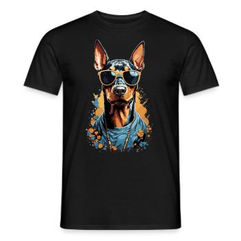 Dobermann Hund Streetwear Ästhetik Design - Männer T-Shirt - Schwarz - Vorne - AI Model Male 178 light (178cm)