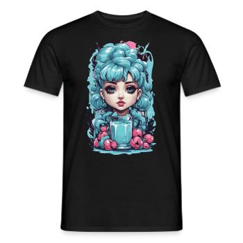 Gothic Kawaii Blueberry Milkshake Anime Style - Men's T-Shirt - black - Front - AI Model Male 178 light (178cm)