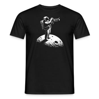 Trumpet, Astronaut, Moon - Men's T-Shirt - black - Front - AI Model Male 178 light (178cm)