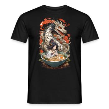 Manga Ramen Drachen Ästhetik Tokyo Stil Design - Männer T-Shirt - Schwarz - Vorne - AI Model Male 178 light (178cm)