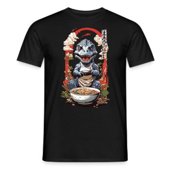 Dino Ramen Kawaii Ukiyo-e Manga Anime Design - Männer T-Shirt - Schwarz - Vorne - AI Model Male 178 light (178cm)