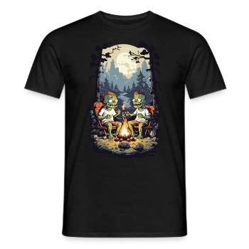 Zombies Campfire Halloween Cartoon Kids Design - Men's T-Shirt - black - Front - AI Model Male 178 light (178cm)
