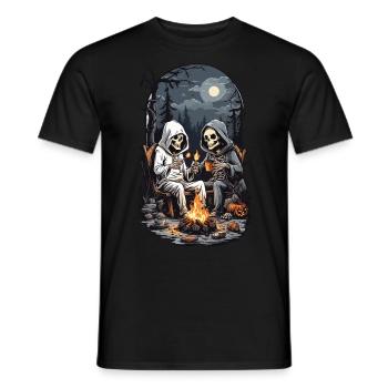 Halloween Camping Skelett Lagerfeuer Design - Männer T-Shirt - Schwarz - Vorne - AI Model Male 178 light (178cm)