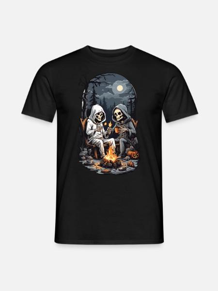 Halloween Camping Skeleton Campfire Design - Men's T-Shirt - black
