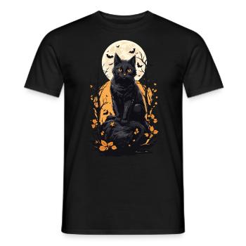 Halloween Cat Full Moon Aesthetic Design - Men's T-Shirt - black - Front - AI Model Male 178 light (178cm)