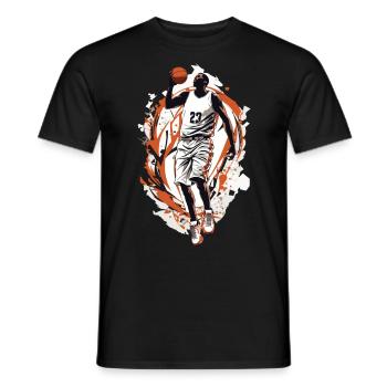 Joueur de basket-ball dynamique aux lancers francs - T-shirt homme - noir - Devant - AI Model Male 178 light (178cm)