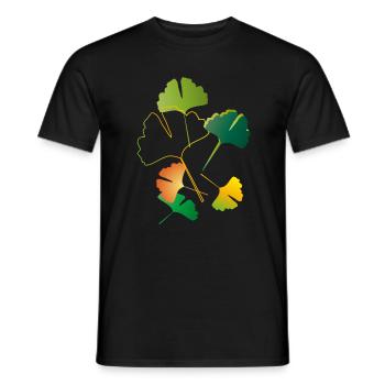 autumnal ginkgo leaves sometimes only outlines - Men's T-Shirt - black - Front - AI Model Male 178 light (178cm)