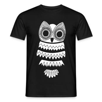 White owl - Men's T-Shirt - black - Front - AI Model Male 178 light (178cm)