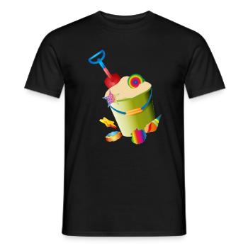 Sand toys on the beach with colorful shells - Men's T-Shirt - black - Front - AI Model Male 178 light (178cm)