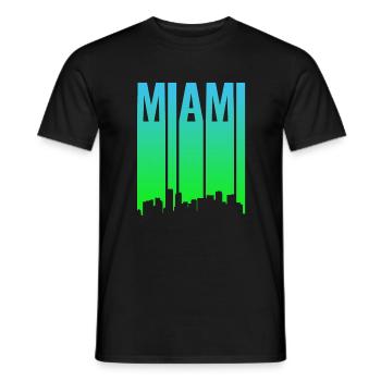 Miami Skyline Farbverlauf - Männer T-Shirt - Schwarz - Vorne - AI Model Male 178 light (178cm)