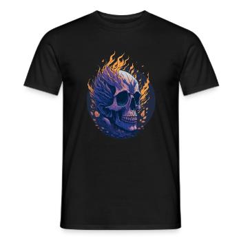 Fire skull - Men's T-Shirt - black - Front - AI Model Male 178 light (178cm)