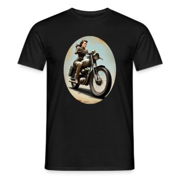 Motorcycle bride - Men's T-Shirt - black - Front - AI Model Male 178 light (178cm)
