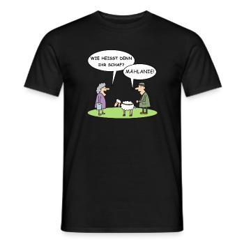 Mählanie | Schaf, Tiere, Tierliebe, lustige Bilder - Männer T-Shirt - Schwarz - Vorne - AI Model Male 178 light (178cm)
