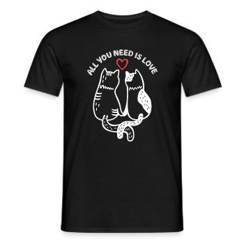 Chats - Tout ce dont vous avez besoin, c’est d’amour - T-shirt homme - noir - Devant - AI Model Male 178 light (178cm)