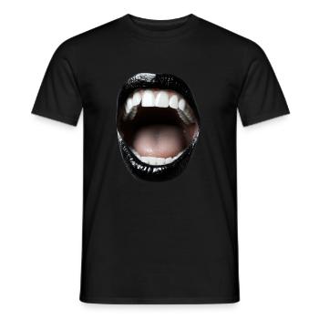 Open mouth with black lipstick - Men's T-Shirt - black - Front - AI Model Male 178 light (178cm)