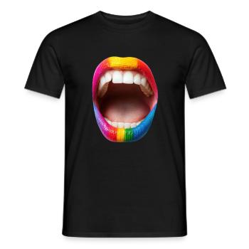 Bouche avec rouge à lèvres arc-en-ciel - T-shirt homme - noir - Devant - AI Model Male 178 light (178cm)