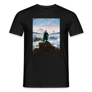Vagabond au-dessus de la mer de brouillard Caspar David Friedrich - T-shirt homme - noir - Devant - AI Model Male 178 light (178cm)