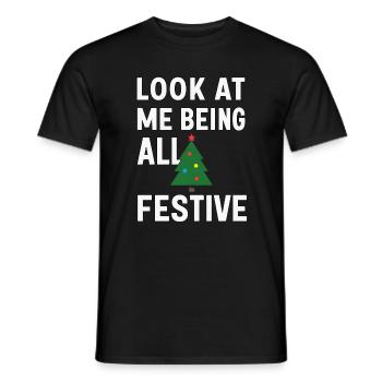 Look At Me Being All Festive, Christmas Tree  - Men's T-Shirt - black - Front - AI Model Male 178 light (178cm)