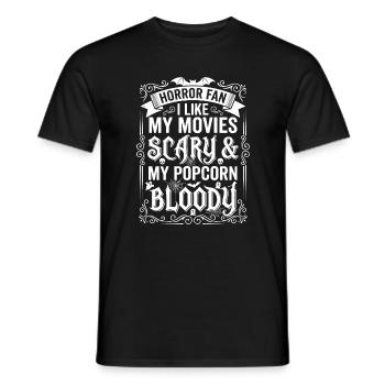 Horror Fan: Movies, Blood, Popcorn - Men's T-Shirt - black - Front - AI Model Male 178 light (178cm)