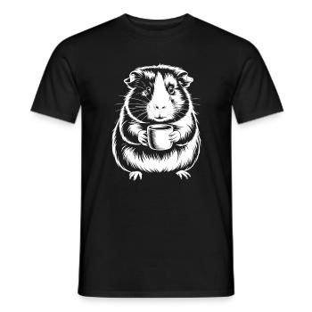 Silhouette de cochon d’Inde buvant du café - T-shirt homme - noir - Devant - AI Model Male 178 light (178cm)