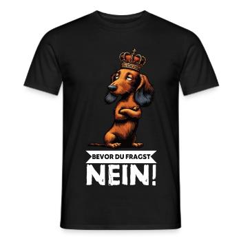 Bevor Du Fragst Nein Langhaardackel Dackel Teckel - Männer T-Shirt - Schwarz - Vorne - AI Model Male 178 light (178cm)