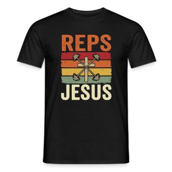 Reps For Jesus Men Religious - Men's T-Shirt - black - Front - AI Model Male 178 light (178cm)