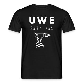Uwe Name Handwerker Werkzeug Akkuschrauber - Männer T-Shirt - Schwarz - Vorne - AI Model Male 178 light (178cm)