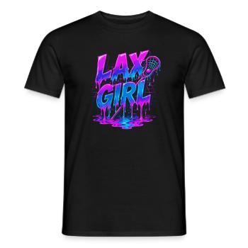 Lax Girl: Neon Style Lacrosse - Men's T-Shirt - black - Front - AI Model Male 178 light (178cm)