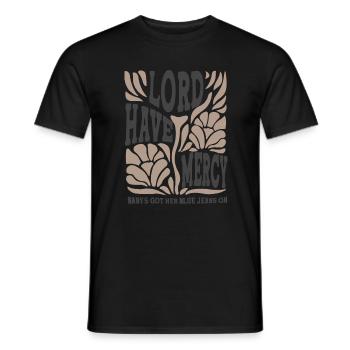 Écriture florale du seigneur aie pitié - T-shirt homme - noir - Devant - AI Model Male 178 light (178cm)